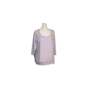 Pure Jill Womens Lavender Minimalist Layered Hem Split‎ Back Top Large Pastel
